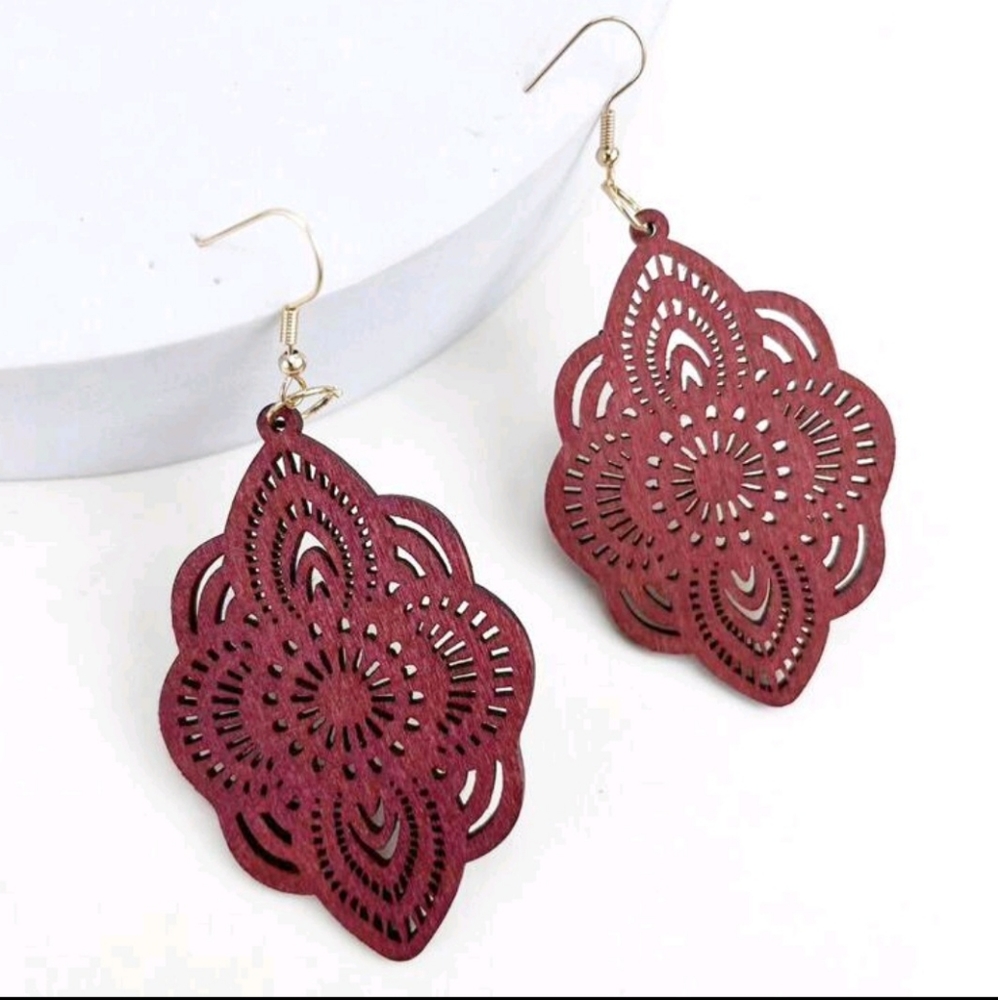 Boho wood cut earrings